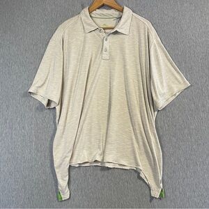 Tommy Bahama Island Zone Golf Shirt Men’s XXL Beige Curved Hem Polo Silk